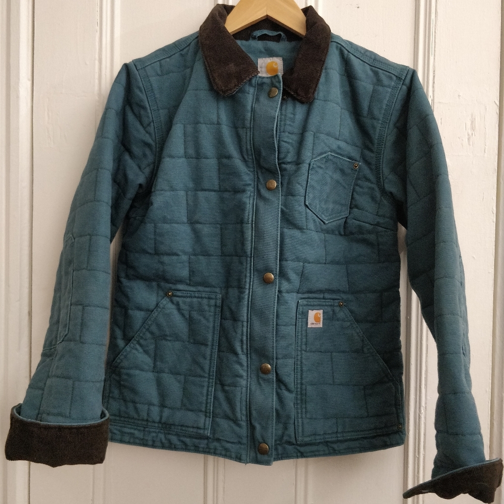 Carhartt Quilted Chore Barn Coat Teal XS